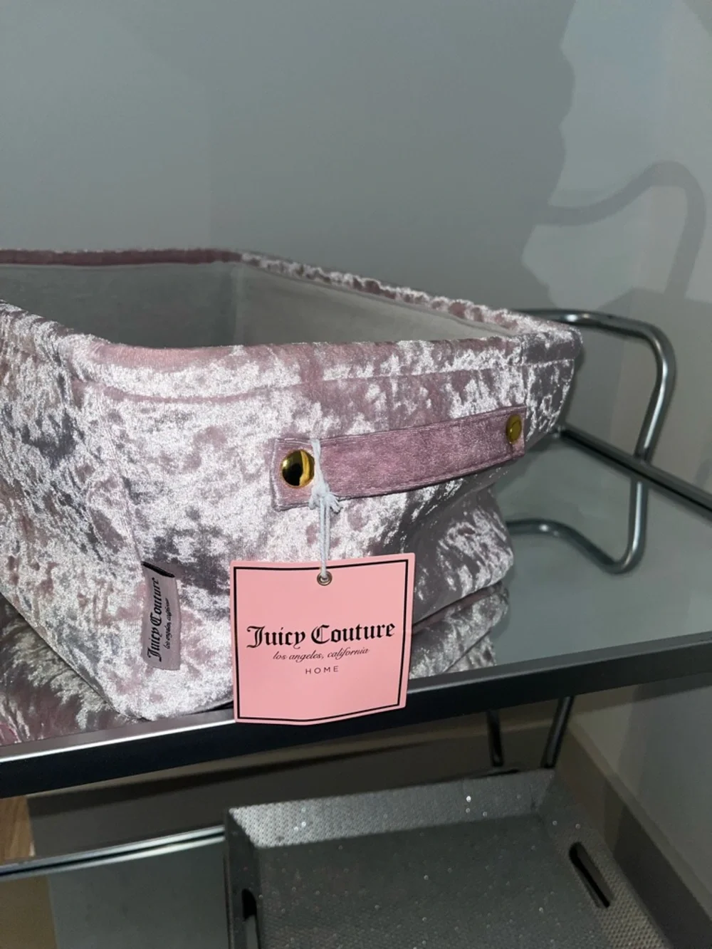 Juicy Couture Pink Crushed Velvet Cosmetic Pouch
